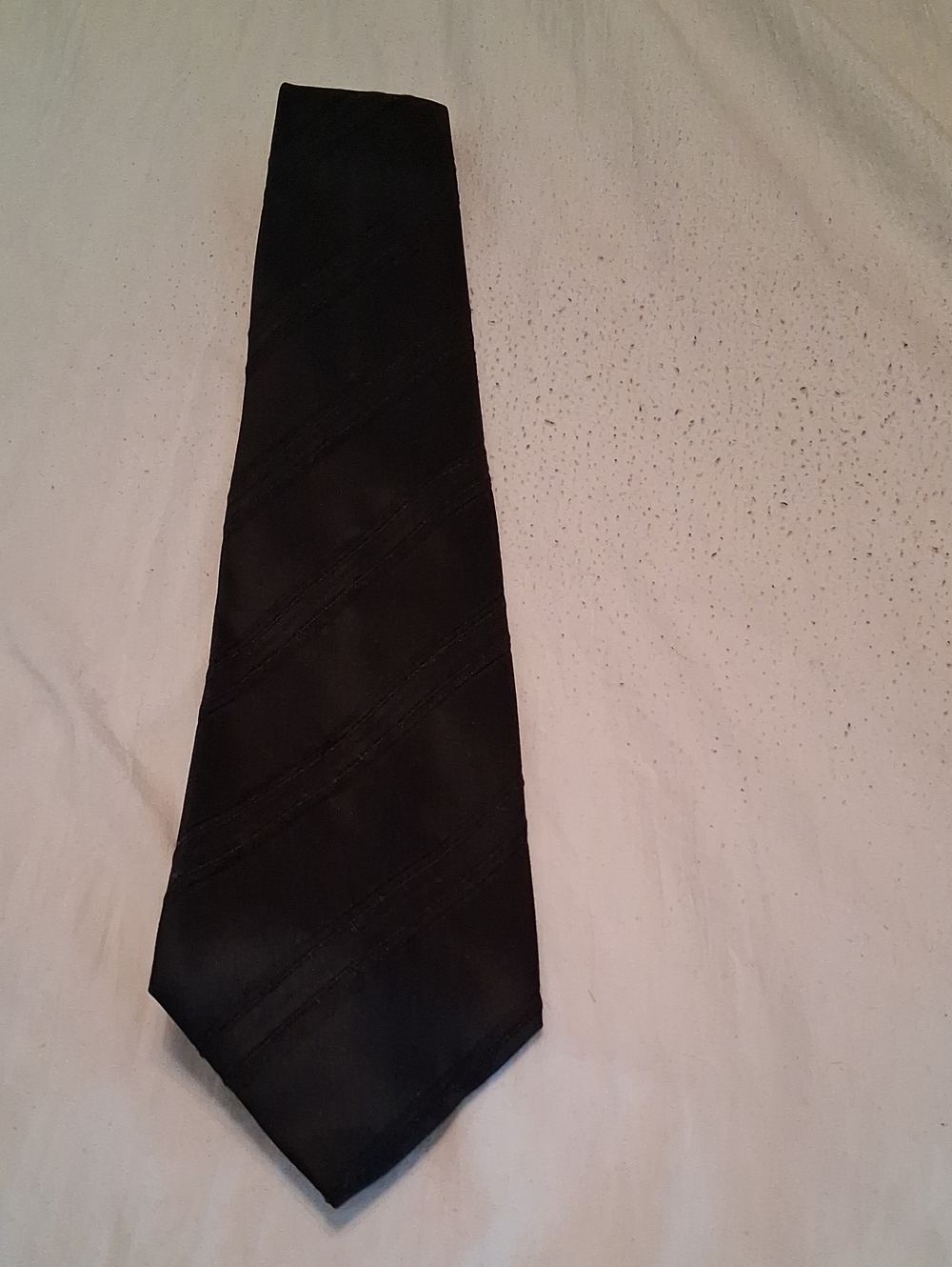 Vintage Lord&Taylor Black Subtle Diagonal Stripe Tie. Handmade. Office